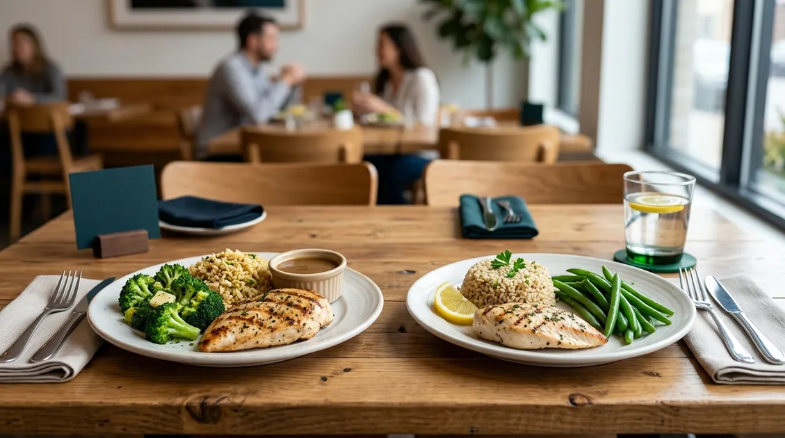 Dietitian-Approved Cycle Menus for Senior Care Facilities - Plated meal options comparing regular and cardiac low-sodium modifications with nutritional labels Dietitian-Approved Cycle Menus for Senior Care Facilities - Plated meal options comparing regular and cardiac low-sodium modifications with nutritional labels